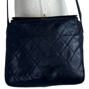 CHANEL TURNLOCK CROSSBODY BAG LAMBSKIN BLK